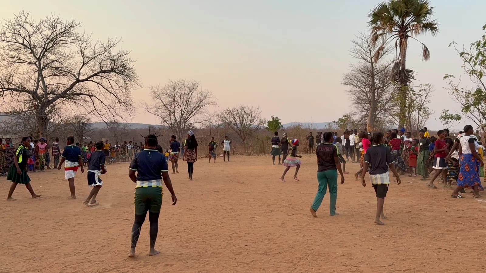 A soccer match in progress during the Munyama community tournament