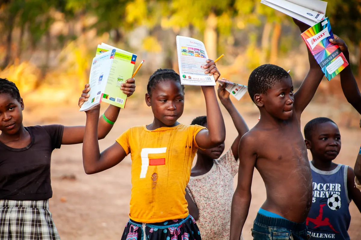 Education outreach with children in rural Zambia